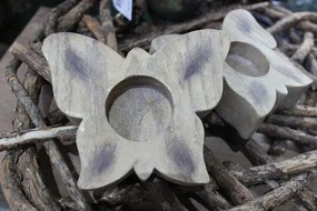 Hnedý svietnik na čajovú sviečku v tvare motýľa