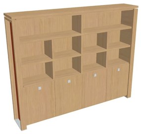 Vysoká skriňa Verno+ S 260 x 46 x 210 cm, s regálom, dub svetlý / oranžová