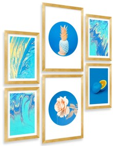 Gario Sada plagátov Nebeské ovocie - 6 dielna Farba rámu: Zlatá, Veľkosť: 85 x 92 cm