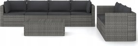vidaXL 8-dielna sedacia súprava do záhrady, vankúše, sivý Pe ratan