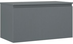 Mexen Rivel, kúpeľňová skrinka 90 cm s hornou časťou, 1 zásuvka, drážkovaná, grafit matná - 91A20-09047-1-BFC66