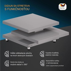 InternetovaZahrada Konferenčný stolík NY – 72 x 72 cm – vysoký lesk šedý