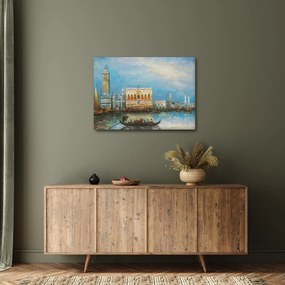 Obraz - Gondola prechádzajúca Benátkami, olejomaľba (70x50 cm)