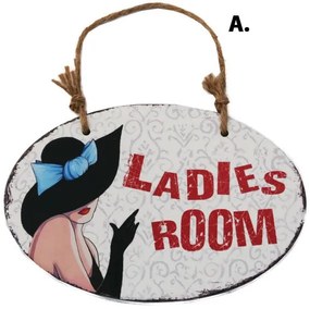 Závesná tabuľka na dvere "Ladies room", 29x34x0,5 cm