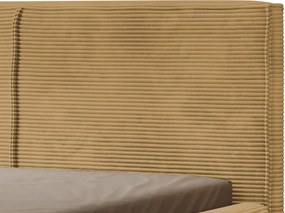 Posteľ Inez 180x200 cm, topazovo žltá štruktúrovaná látka