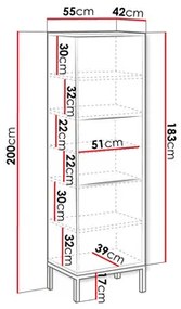 Vitrína Madrealla 200 (biela + lesk biely + zlatá) . Vlastná spoľahlivá doprava až k Vám domov. 1106296