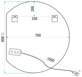 Tutumi Tutumi, LED zrkadlo 80x70cm YH-3355, HOM-01506