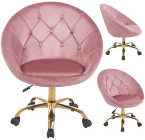 Zamatové kancelárske kreslo RUNDO ružová