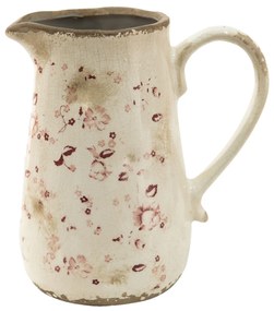 Béžový keramický džbán s jemnými kvietkami Flerien - 16*11*18 cm