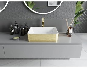 Mexen Catia, umývadlo na dosku 48x37x14 cm, biela lesklá-zlatý vzor, 21314817