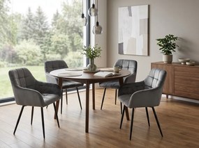 Sivé jedálenské kreslo MARLEN VELVET s čiernymi nohami