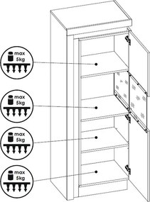 Nízka vitrína Lyon, biely lesk, s osvetlením, pravá