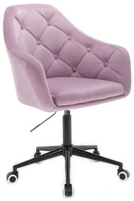 LuxuryForm DESIGN Kreslo ANDORA VELUR na čierne podstave s kolieskami - levanduľa