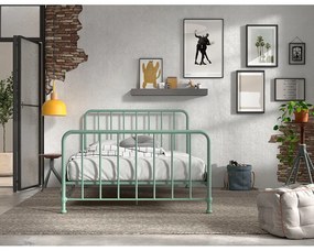 Zelená kovová jednolôžková posteľ s roštom 140x200 cm BRONXX – Vipack