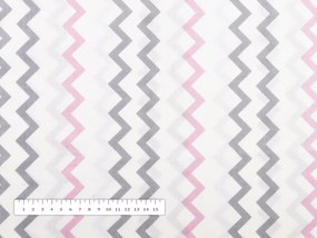 Biante Detský bavlnený záves Sandra SA-124 Ružovo sivé cik-cak pásiky 150x140 cm
