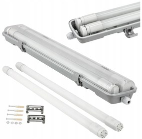 BERGE Hermetické svietidlo 60cm + 2x LED trubica studená biela
