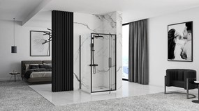 Štvorcový sprchový kút REA RAPID SWING 100x100 cm, čierny/transparent - bez vaničky