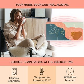 Klarstein Wonderwall Air Art, infračervený smart ohrievač, 60 x 120 cm, 700 W, nástenná inštalácia, aplikácia, zlaté linky