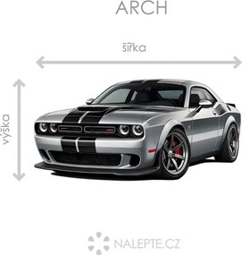 Dodge Challenger textilní prelepiteľná nálepka na stenu list 45 x 22 cm
