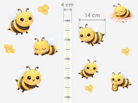Meter včiel a včielok textilní prelepiteľné nálepky na stenu výška 160 cm