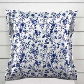 Biante Bavlnená obliečka na vankúš s lemom Sandra SA-639 Modré kvety na bielom 60 x 60 cm