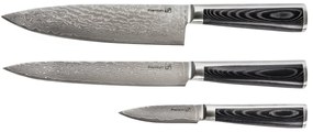 G21 Damascus Premium sada nožov v bambusovombloku, krabička, 3 ks + brúsny kameň