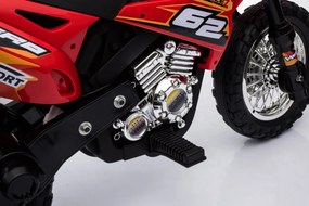 Ramiz Detská motorka Cross na batérie červená + pomocné kolieska + LED zvuky