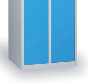 Kovová šatníková skrinka S2, 2-dverová, 1800 x 600 x 500 mm, otočný zámok, modré dvere