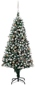 Umelý vianočný stromček s LED, súpravou gulí a šiškami 210 cm 3077618
