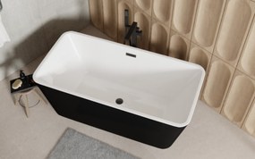 Besco Akrylátová voľne stojaca vaňa Evita BW 160x80 BESCO-Typ výpuste: Click-Clack s prepadom, čierna, BESCO-Rozmery: 160x80, BESCO-Farba: Biela/čier…