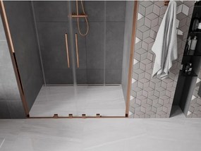Mexen Velar L Duo, posuvné sprchové dvere do otvoru 150 cm, 8mm číre sklo, ružové zlato, 871-150-003-02-60