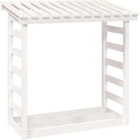 vidaXL Stojan na palivové drevo biely 108x64,5x110 cm masívna borovica
