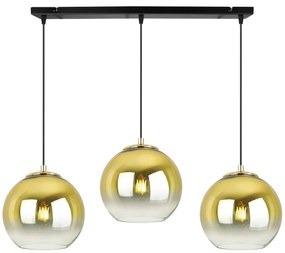 Závesné svietidlo Bergen Gold, 3x zlaté/transparentné sklenené tienidlo (fi 15cm)