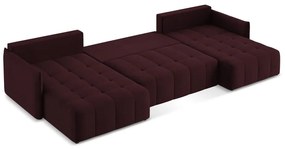 Vínovočervená rozkladacia/s úložným priestorom rohová pohovka (do tvaru "U") Moku – Makamii