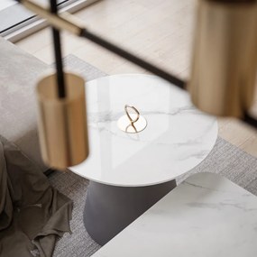 KONFERENČNÝ STOLÍK ZARAH 2 BIELY MRAMOR / ŠEDÝ 2V1