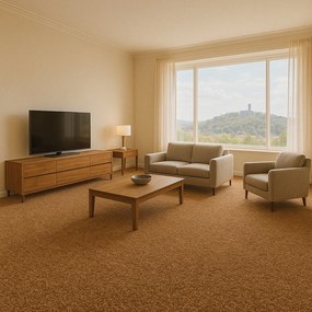 Vopi, AKCIA: 96x160 cm Metrážny koberec Capri medený - neúčtujeme odrezky z role, šíře, hnedá, ab (mriežka), chodba / predsieň