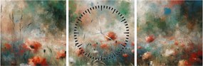 Obraz – Abstrakcia poľa s makmi (s hodinami) (90x30 cm)