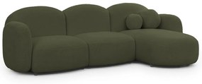 Zelená rohová pohovka z textílie buklé (pravý roh/s leňoškou) Orbit – Ropez