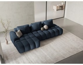 Tmavomodrá rozkladacia/s úložným priestorom rohová pohovka (ľavý roh/s leňoškou) Linz – Cosmopolitan Design