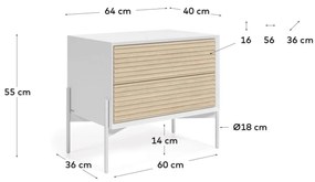 Nočný stolík ellier 64 x 54 cm prírodný MUZZA
