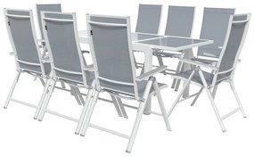 Livarno home Hliníkový záhradný rozkladací stôl Houston + Hliníkové kreslo Houston s vysokým operadlom, 8 kusov  (800008267)