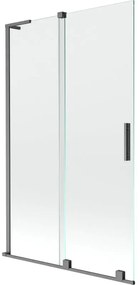 Mexen Velar L, 2-krídlová posuvná vaňová zástena 110 x 150 cm, 8mm číre sklo, brúsený grafit, 896-110-003-01-66
