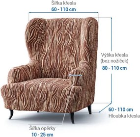 Bielastické poťahy UNIVERSO NOVÉ žíhané hnedé kreslo ušiak (š. 60 - 110 cm)