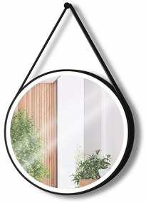 Tutumi Tutumi, okrúhle LED zrkadlo 80cm zavesené na čiernom pásiku, model 105, predné osvetlenie, HOM-02698