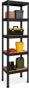 Regál 183x40x40 cm lakovaný 5-policový, nosnosť 875 kg, RIVET - čierny