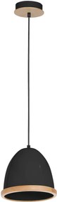 Závesné svietidlo Studio, 1x drevené/čierne kovové tienidlo, (fi 21cm), b/br