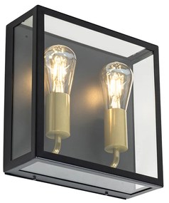 Vonkajšia nástenná lampa čierna a mosadzná 2-svetlo - Rotterdam