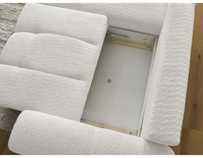 Biela rozkladacia/s úložným priestorom rohová pohovka z textílie buklé (ľavý roh/s leňoškou) Roxelane – Bobochic Paris