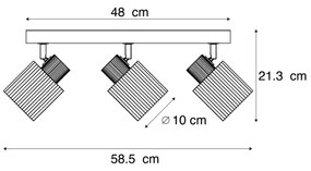 Moderné bodové svietidlo drevené s dymovým sklom 3-svetlá otočné a naklápacie - Gracy
