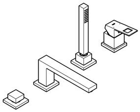 GROHE 19897001 - Vaňová štvorotvorová batéria EUROCUBE lesklý chróm